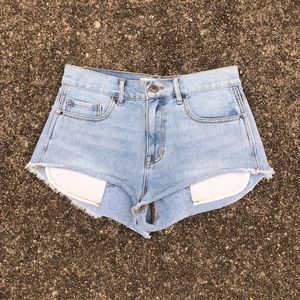 PACSUN x BULLHEAD high rise jean shorts